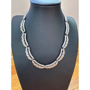Monet Silver-Tone Chunky Leaf Chain Necklace With Adjustable Clasp